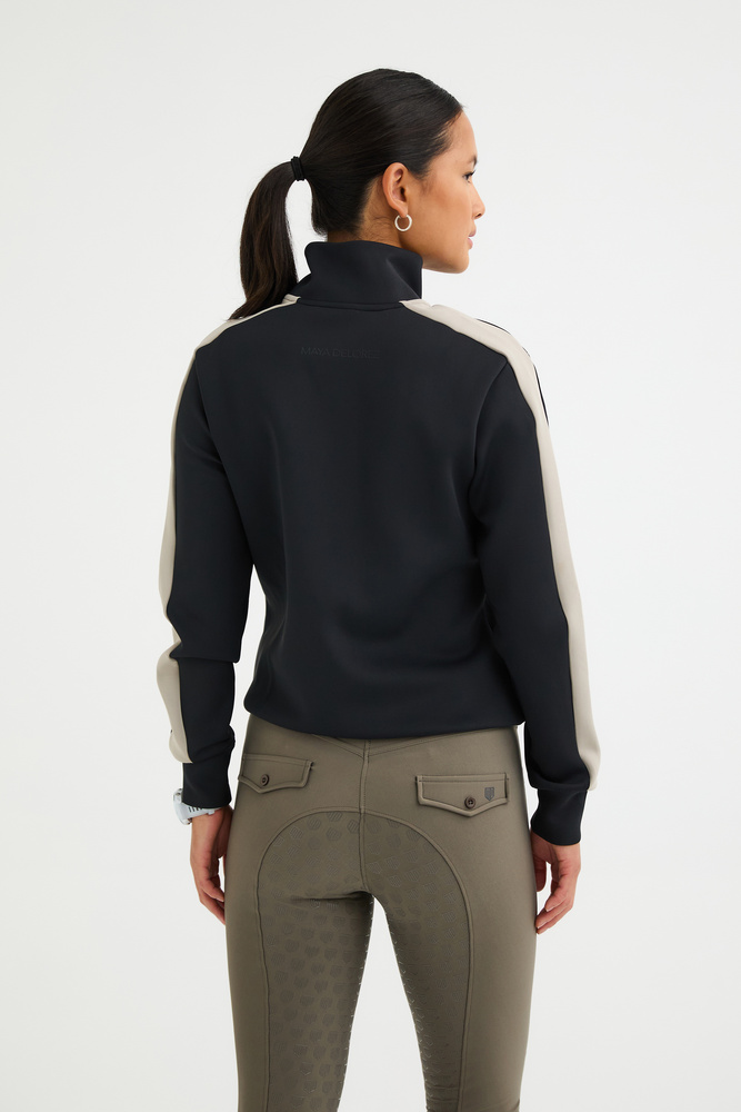 Black/Beige Full-Zip Sweater | Maya Delorez